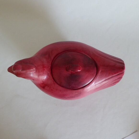 VINTAGE RED ROOSTER CHICKEN HEN LIDDED COOKIE JAR CONTAINER - Picture 9 of 12